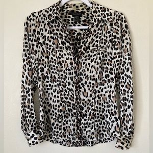 Leopard Buttoned Blouse: White House Black Market